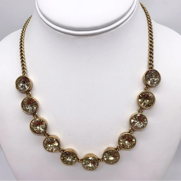 J. Crew Jeweled Light Topaz Gold Brulee Necklace - Picture 1 of 5